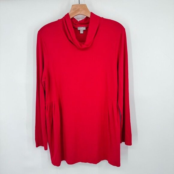 J.Jill Wearever Collection Stretch Red Cowl Neck Tunic Top size medium womens - Picture 3 of 12